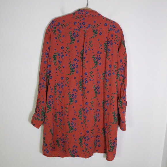 Natural Life Georgia Cotton Gauze Shirt Dress XL Floral Coral Long Sleeve Boho - Picture 8 of 8